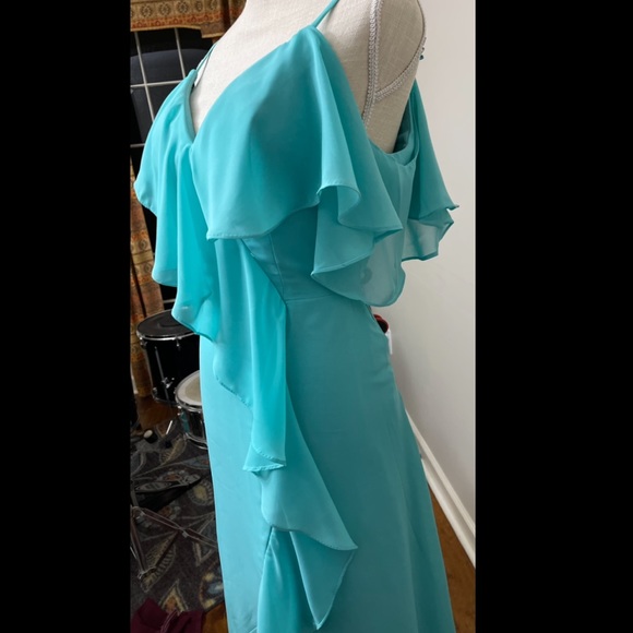 Chong Xiao Bohemian Bridesmaid Dress - size 12 - spa blue colored - Picture 3 of 8